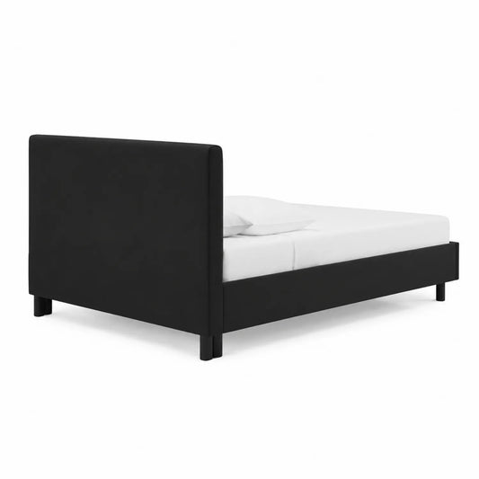 Lit double en tissu noir 160x200 cm