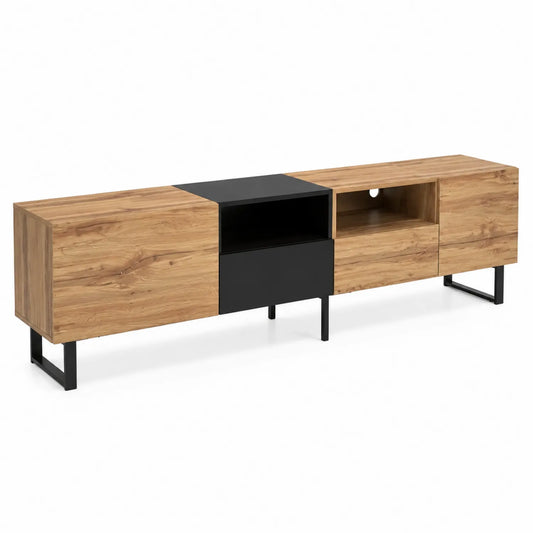 Meuble TV en Bois et Métal Noir 180 cm