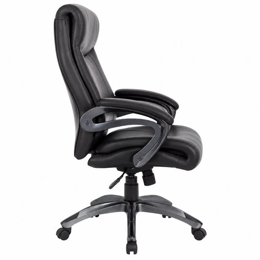 Chaise de bureau en cuir synthétique noir