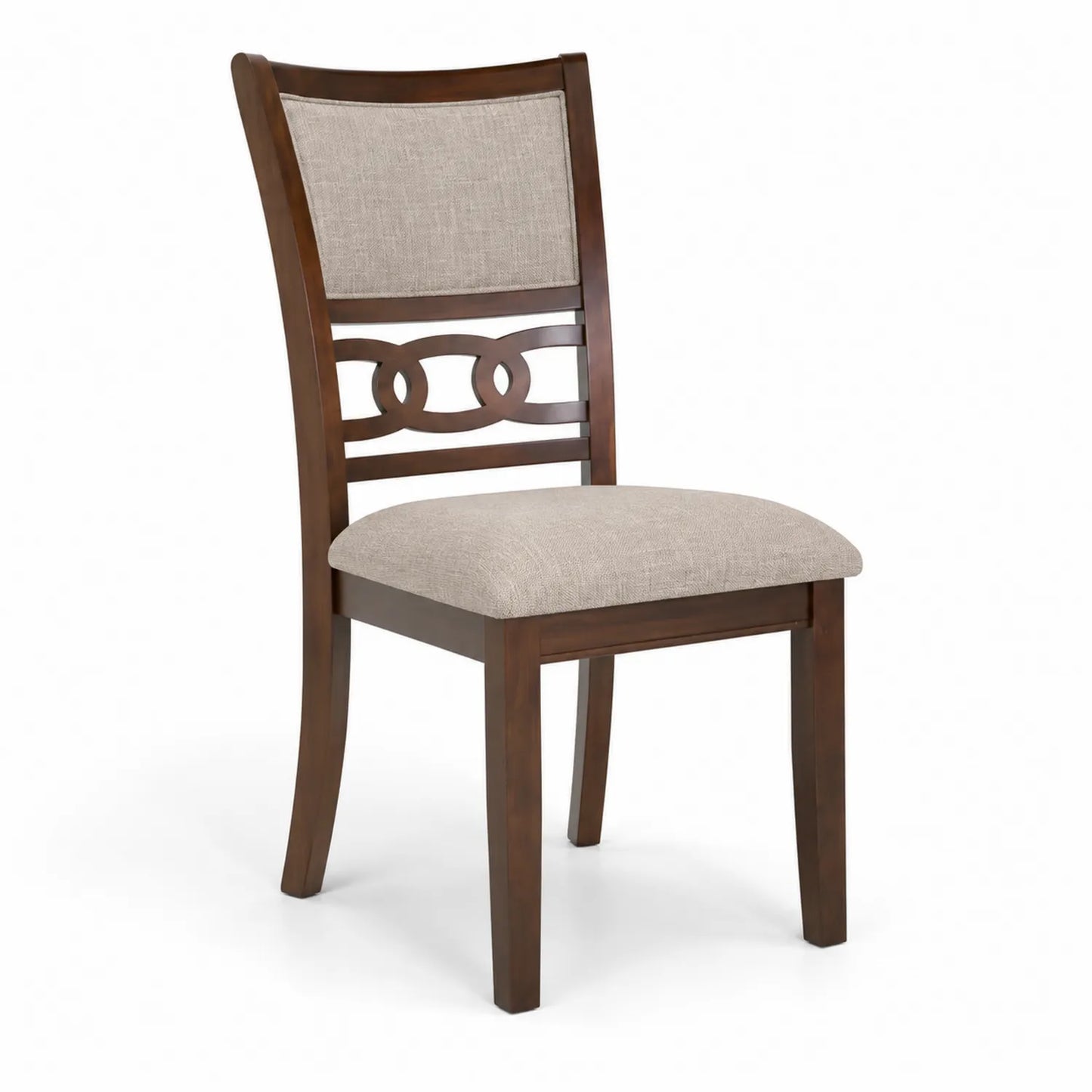 Chaise en bois avec rembourrage en tissu beige
