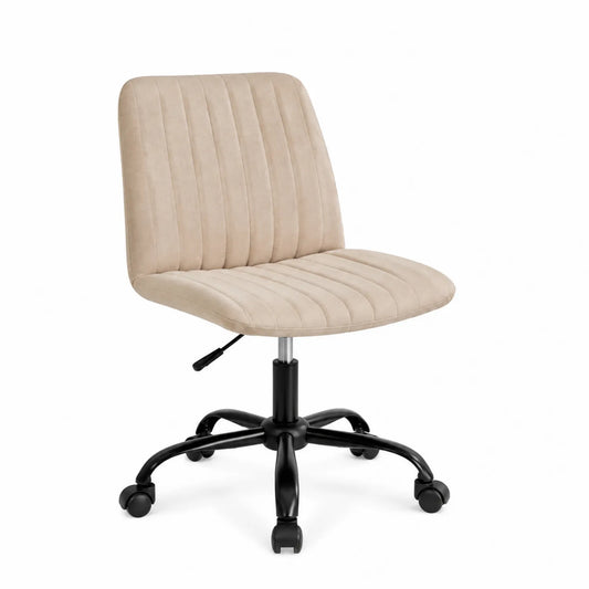 Chaise pivotante en tissu beige avec base en métal