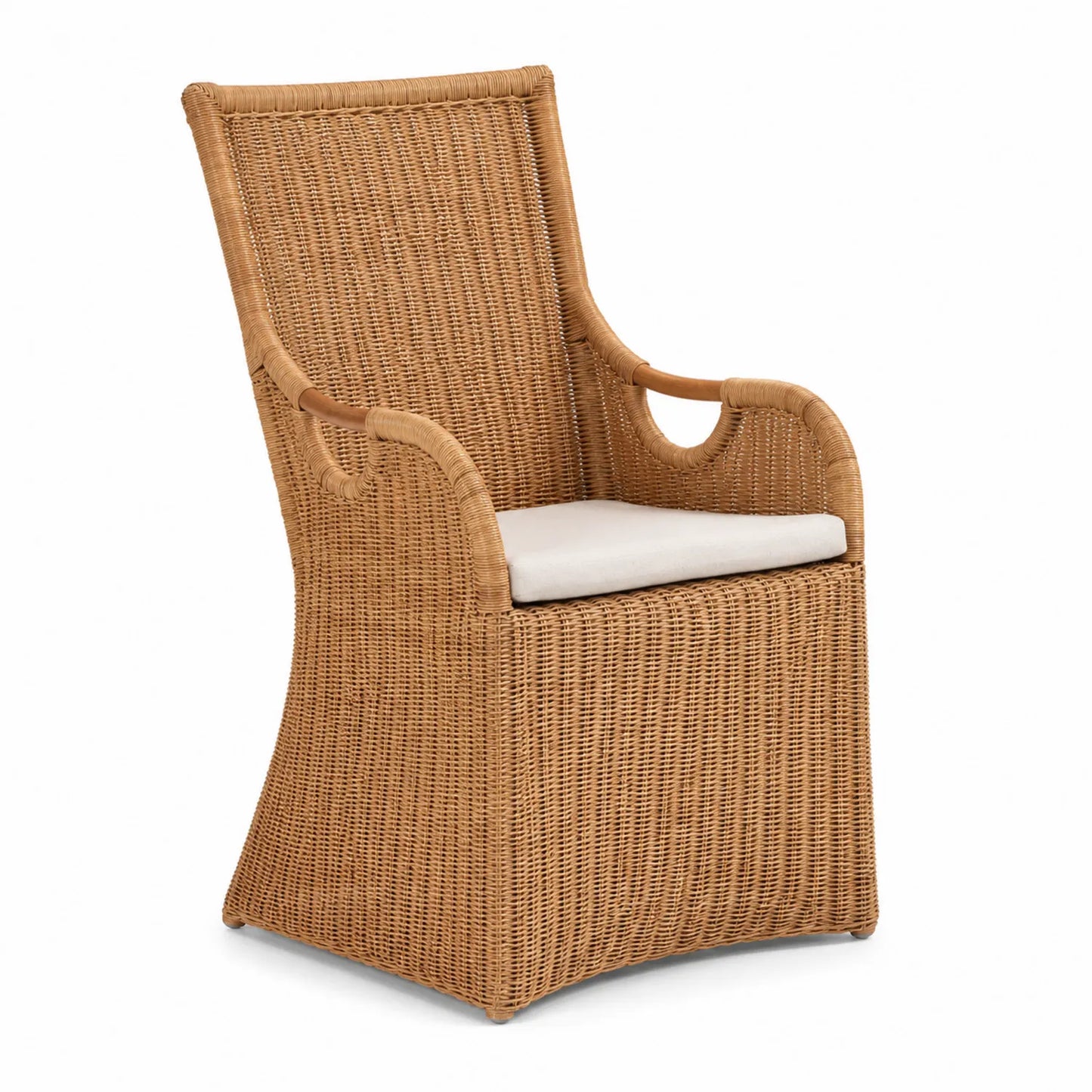 Chaise en rotin avec coussin en polyester crème