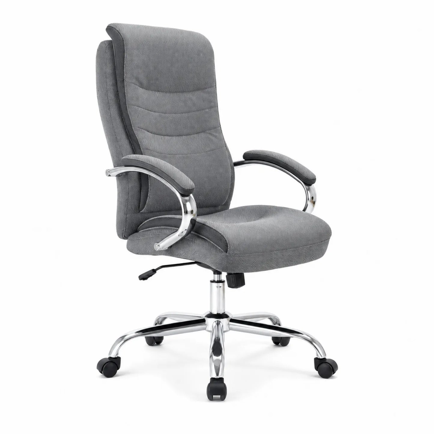 Chaise de bureau en tissu gris avec base chromée