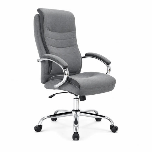 Chaise de bureau en tissu gris avec base chromée