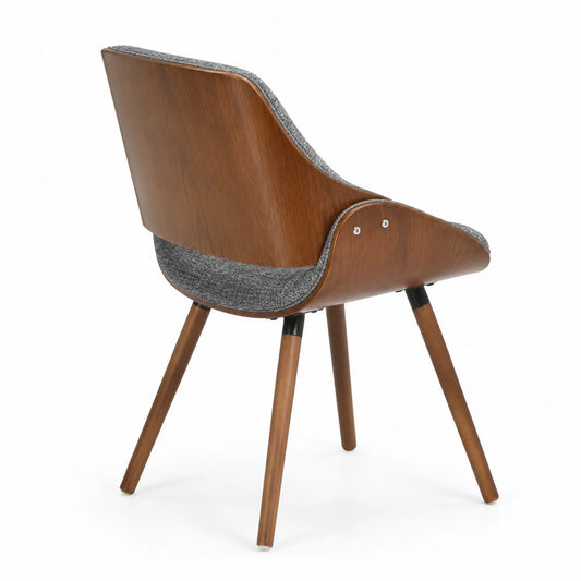 Chaise en bois noyer et tissu polyester gris