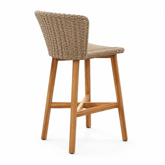 Chaise de bar en Bois et Rotin Synthétique