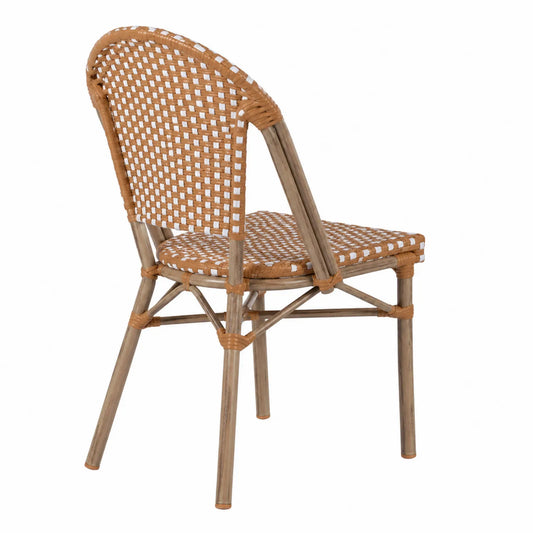 Chaise en rotin synthétique brun et blanc