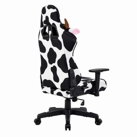 Chaise de bureau réglable motif vache en similicuir