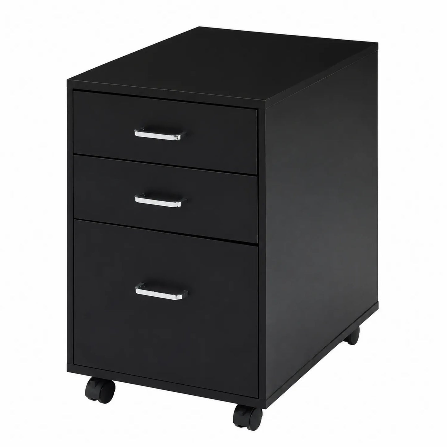 Caisson de Bureau en Métal Noir 3 Tiroirs avec Roulettes